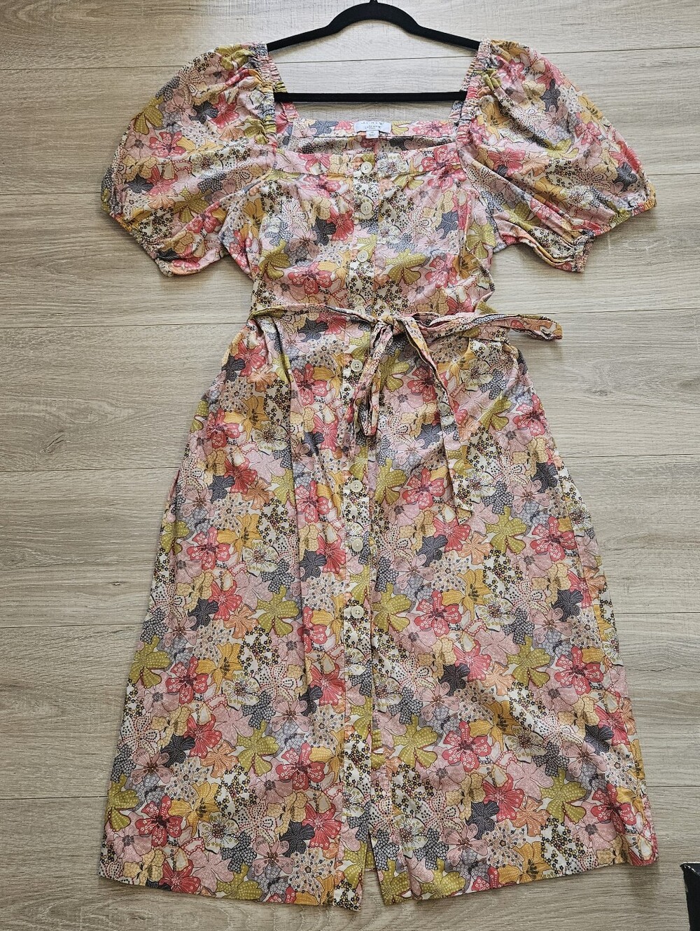 J. Crew Floral Puff-Sleeve Cotton Dress in Multi-Color Liberty Fabric Sz MED